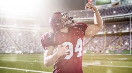 Image showing american football player celebrating touchdown