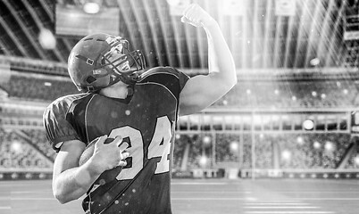 Image showing american football player celebrating touchdown