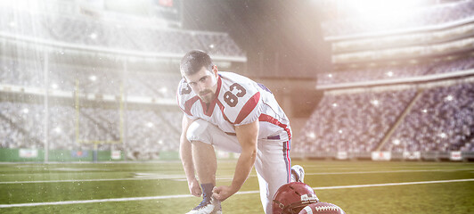 Image showing American Football Player on big modern stadium field