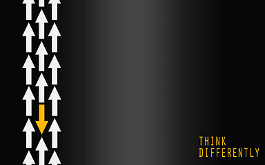 Image showing Yellow arrow changing direction, think differently concept