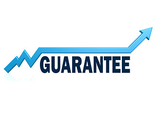 Image showing Guarantee word with blue grow arrow