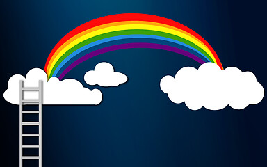 Image showing Stairway to rainbow and clouds in sky