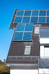 Image showing some solar panels on the roof of a private house
