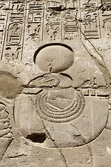 Image showing Ancient stone wall with Egyptian hieroglyphs