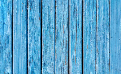 Image showing Texture of old wooden blue fence