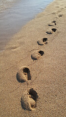 Image showing Footprints on the sandy beach