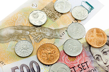 Image showing Czech money, banknotes and coins