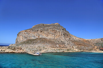 Image showing Sea view on the Gramvousa island with fortress, Crete, Greece