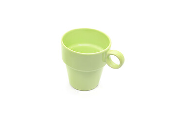 Image showing Bright green cup on white background