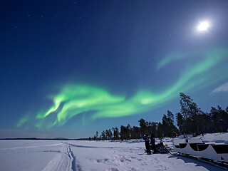 Image showing Aurora Borealis over Lake Inari