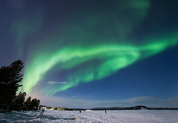 Image showing Aurora Borealis over Lake Inari