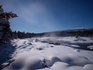 Image showing Moonlight over Juutuanjoki River in Finland