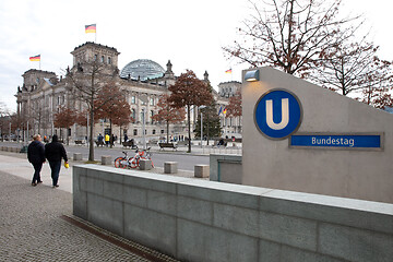 Image showing Berlin, Germany - December 30, 2019: Bundestag Berlin U-Bahn met