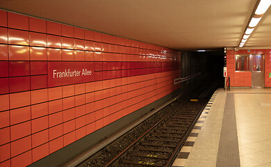 Image showing Berlin, Germany - December 30, 2019: Signage of the Frankfurter 