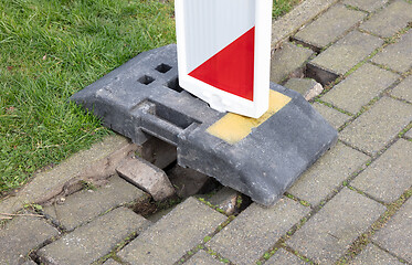 Image showing Pavement of paving slabs, requiring repair