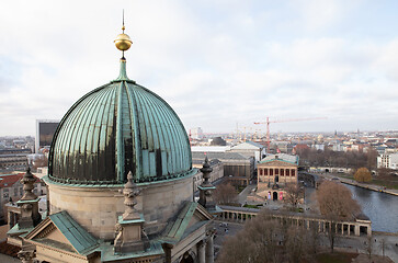 Image showing BERLIN, GERMANY - JANUARI 1, 2020: Above view of the city. Berli