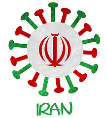 Image showing The Iranian national flag with corona virus or bacteria