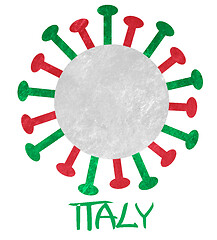 Image showing The Italian national flag with corona virus or bacteria