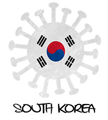 Image showing The national flag of South Korea with corona virus or bacteria