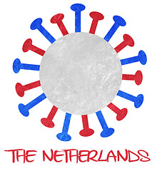 Image showing The dutch national flag with corona virus or bacteria