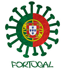 Image showing The national flag of Portugal with corona virus or bacteria