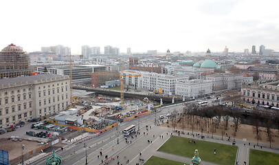 Image showing BERLIN, GERMANY - JANUARI 1, 2020: Above view of the city. Berli