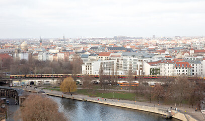 Image showing BERLIN, GERMANY - JANUARI 1, 2020: Above view of the city. Berli