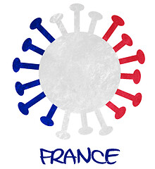 Image showing The national flag of France with corona virus or bacteria