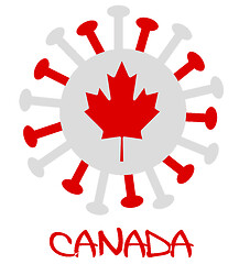 Image showing The Canadian national flag with corona virus or bacteria