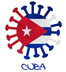 Image showing The Cuban national flag with corona virus or bacteria