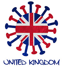 Image showing The national flag of the United Kingdom with corona virus or bac