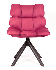 Image showing Modern chair made from suede and metal - Pink