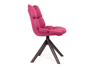Image showing Modern chair made from suede and metal - Pink
