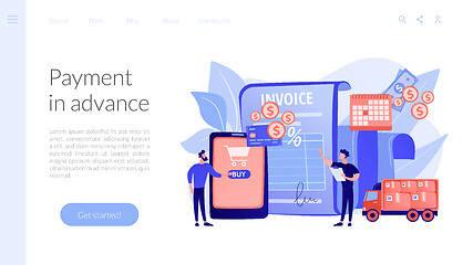 Image showing Prepayment terms concept landing page
