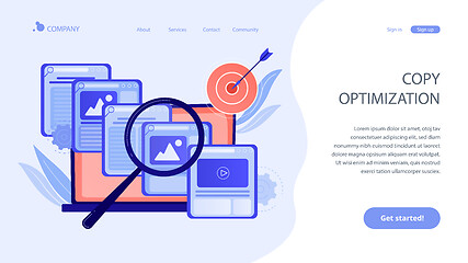 Image showing Copy optimization concept landing page