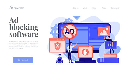 Image showing Ad blocking software concept landing page.