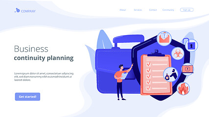 Image showing Business continuity and disaster recovery concept landing page
