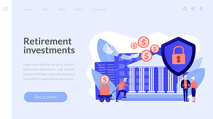 Image showing Retirement investments concept landing page.