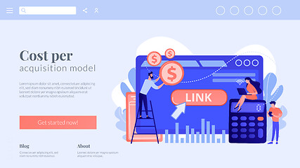 Image showing Cost per acquisition CPA model concept landing page.