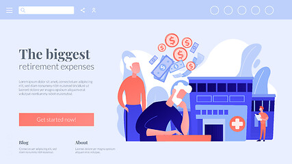 Image showing Healthcare expenses of retirees concept landing page.