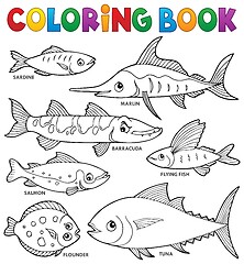 Image showing Coloring book various fishes theme set 1