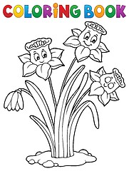 Image showing Coloring book narcissus flower image 1