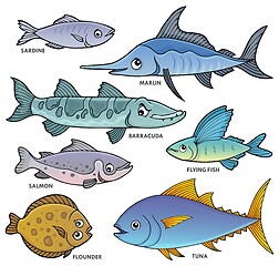 Image showing Various fishes theme set 1