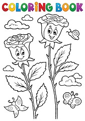 Image showing Coloring book rose flower image 2