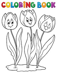 Image showing Coloring book tulip flower image 1