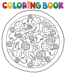 Image showing Coloring book whole pizza theme 1