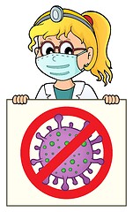 Image showing Doctor holding stop virus sign theme 2
