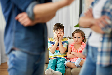 Image showing children watching their parents quarreling at home