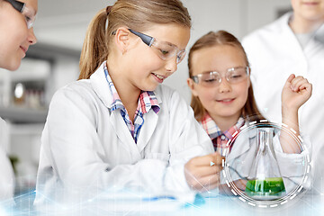 Image showing kids with test tube studying chemistry at school