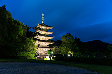 Image showing Rurikoji Temple Pagoda at night